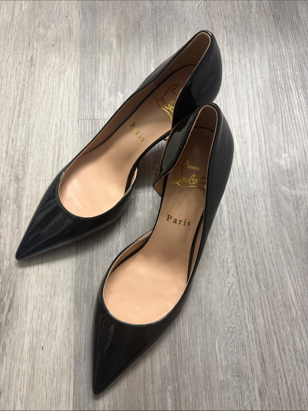 ShoesAndOutfits Black Patent Pointed Toe Pumps